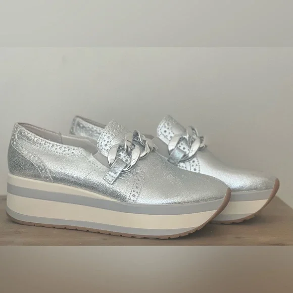 Dolce Vita Silver Platform Shoes - Picture 2 of 6